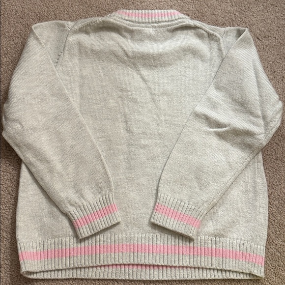 🛍️SALE🛍️ Janie and Jack Kids Grey Heather and Pink Sweater with Bunny Design - Picture 4 of 8